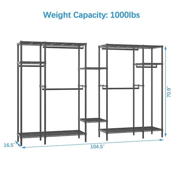 Garment Rack Heavy Duty Clothes Rack Large Portable Wardrobe Clothes ...