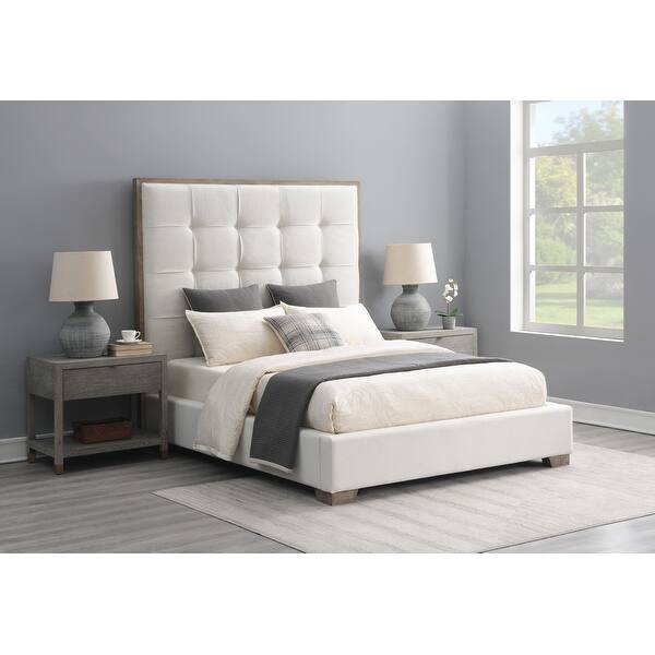 slide 2 of 19, Cape Cod Stain-Resistant Upholstered Bed Ivory - King