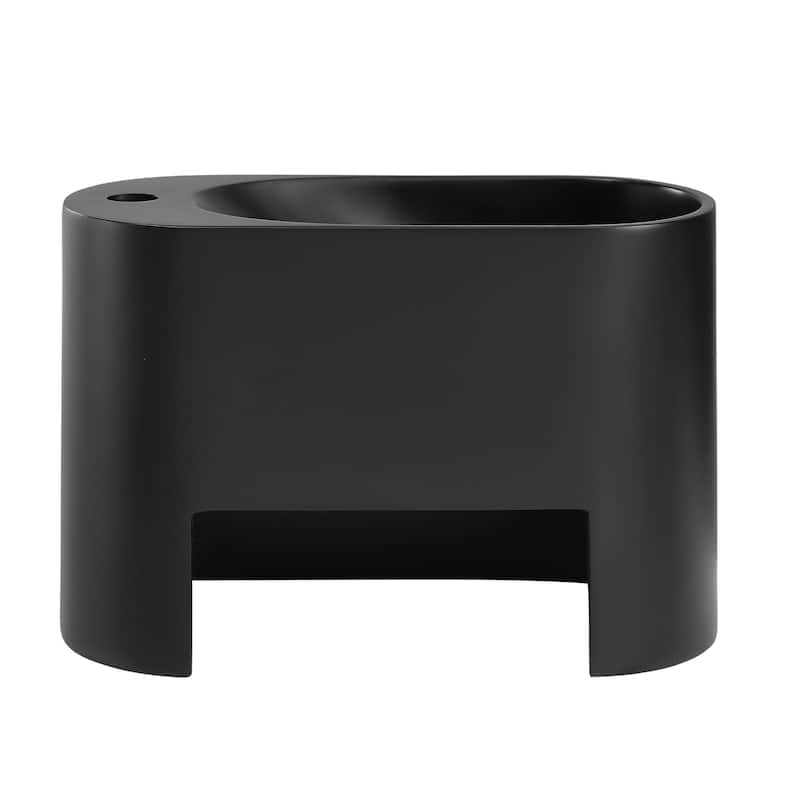Arezzo 17.5" Right Side Faucet Wall-Mount Bathroom Sink In Black - 17.8" x 8.65" 11.65"