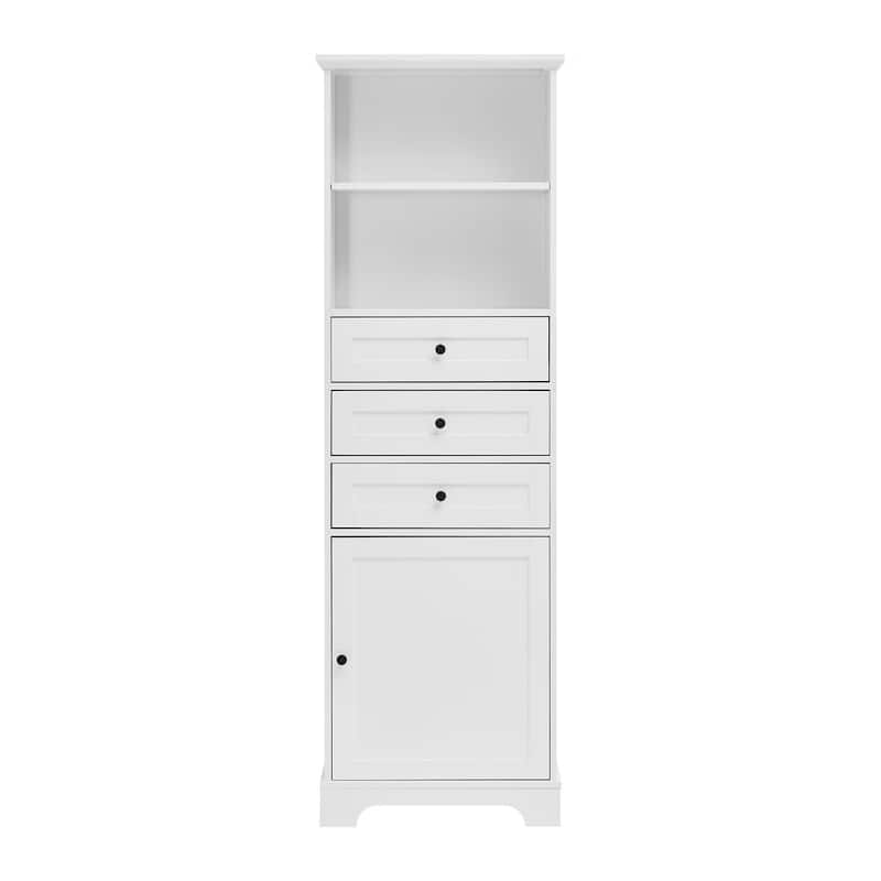 Merax Tall Storage Bathroom Cabinet with 3 Drawers and Adjustable Shelves