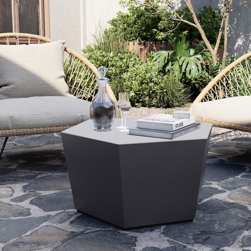 Patio Watcher 28 Inches Hexagonal Concrete Side Table for Indoor and Outdoor Use - 28" x 28"
