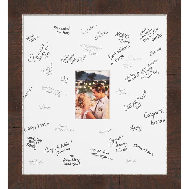 Wildwood Signature Mat Picture Frame - Autograph Photo Frame Guest Book Alternative for Weddings, Graduations, or Retirement