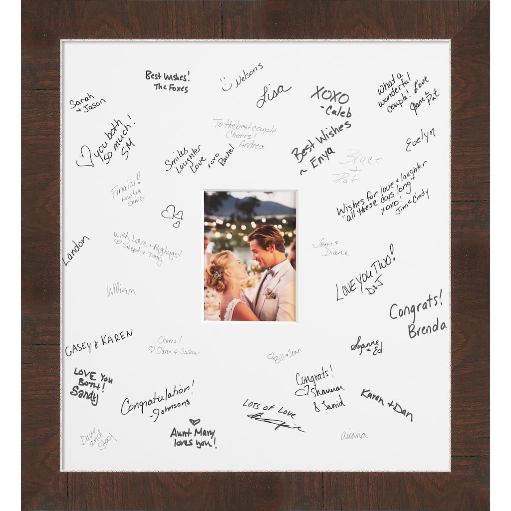 Wildwood Signature Mat Picture Frame - Autograph Photo Frame Guest Book Alternative for Weddings, Graduations, or Retirement