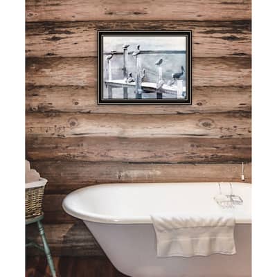 TrendyDecor4U Contemporary "Birds on the Pier" Framed Print Wall Art