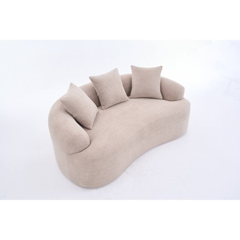 Curved Loveseat White Full Compression Sponge Sofa