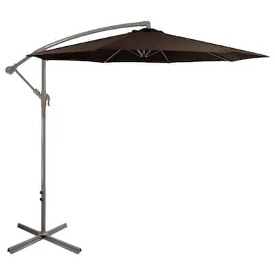 10ft Offset Outdoor Patio Umbrella with Hand Crank, Brown