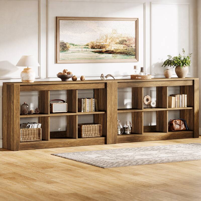 55-Inch Farmhouse Console Table with Storage, Narrow Long Sofa Table Behind the Couch - 55.12" L x 13.77" W x 33.46" H