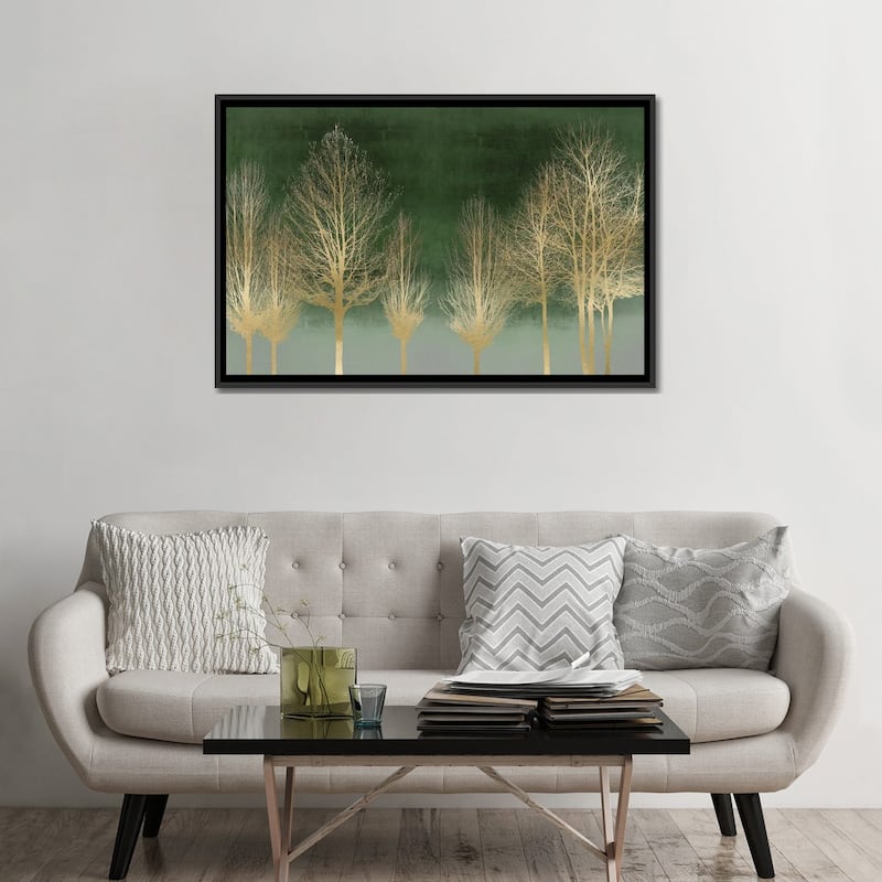 iCanvas "Gold Forest On Green" by Kate Bennett Framed Canvas Print