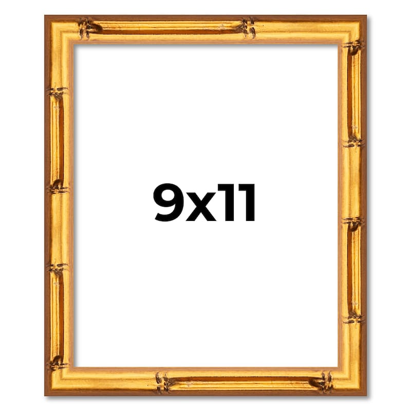 9x11 Frame Gold Bamboo Solid Wood Picture Frame | 1 Inch Moulding