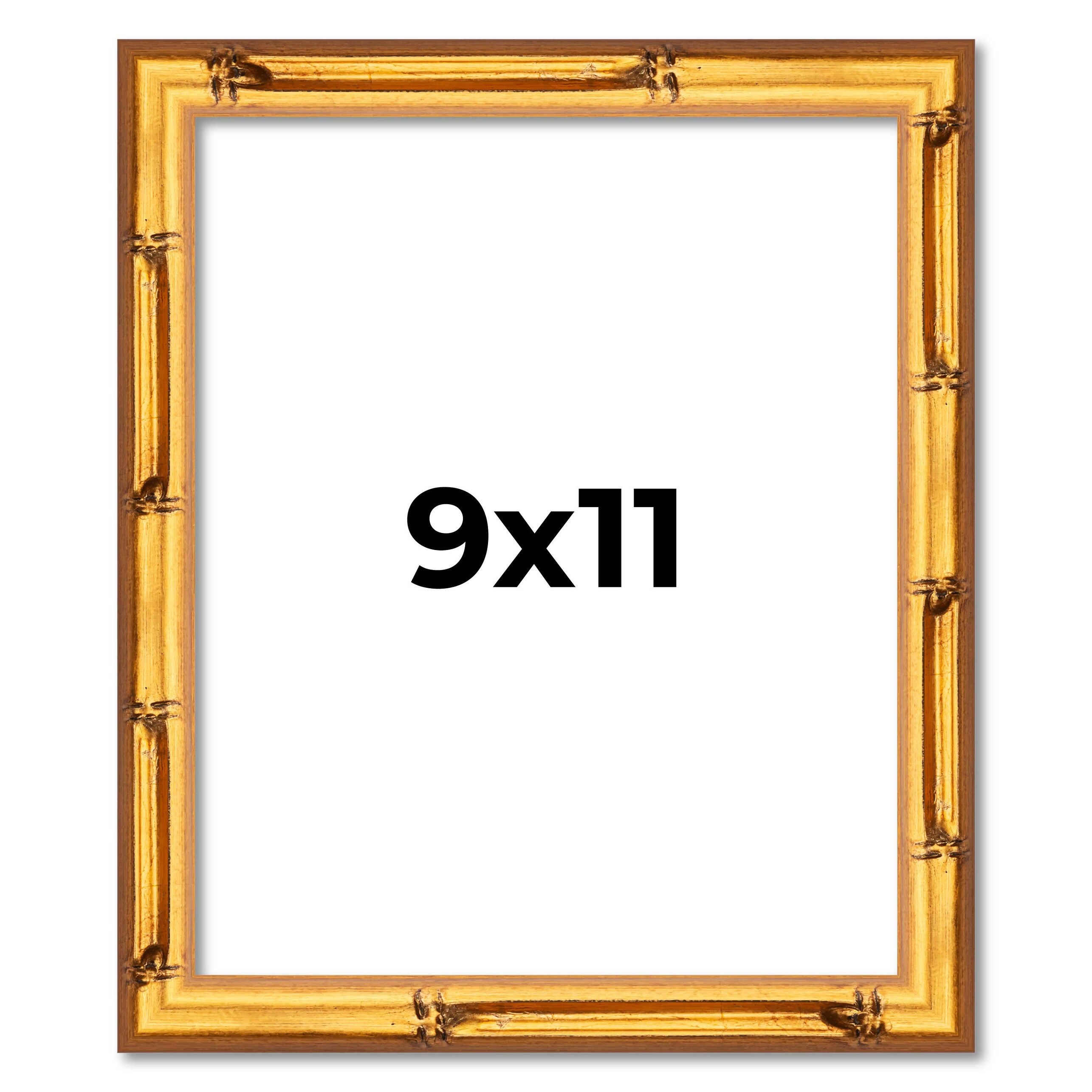9x11 Frame Gold Bamboo Solid Wood Picture Frame | 1 Inch Moulding