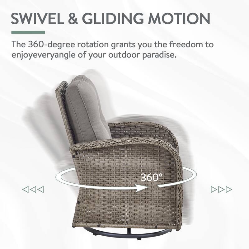 Outdoor Sofa Funiture with Swivel Chair and Rock Chair
