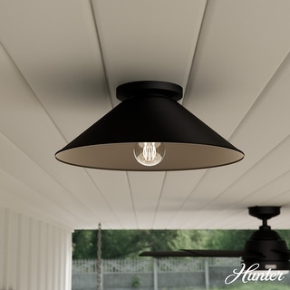 Hunter Skyflow Outdoor 1-Light 14" Flush Mount Ceiling Light - Transitional, Modern Rustic - Wet-Rated!