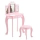 preview thumbnail 42 of 53, Make up Table Kids Vanity Set With Mirror Pink-Bow/LED Lights/Three-fold
