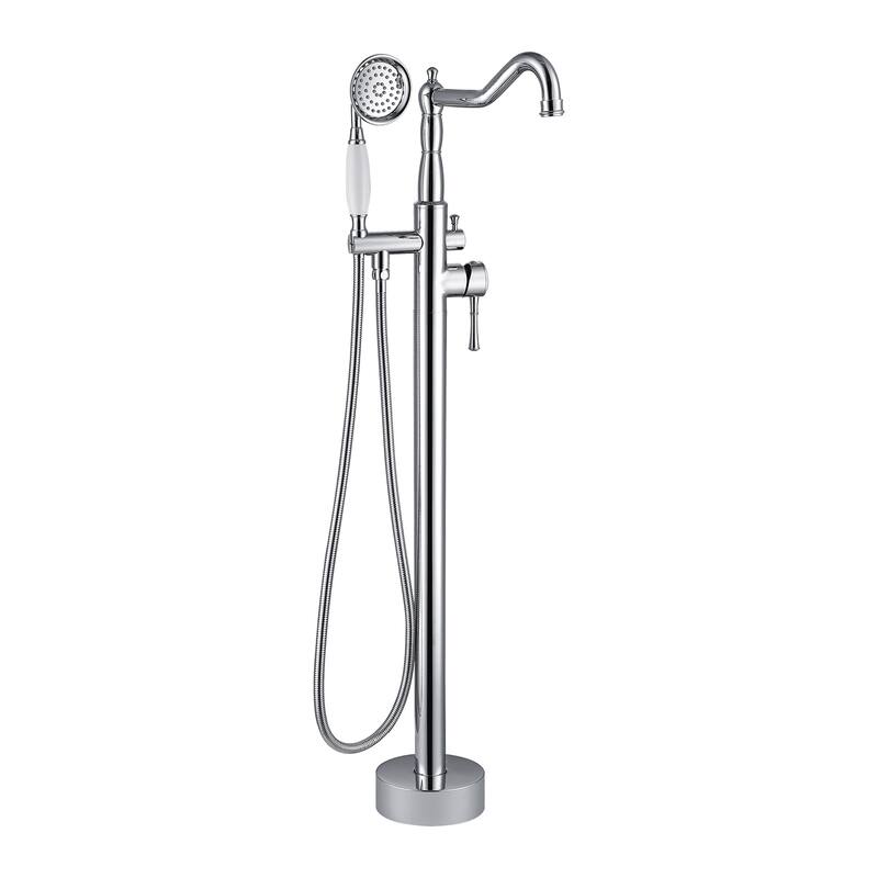 Topcraft Single Handle Floor Mounted Freestanding Tub Filler with Handshower