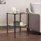 preview thumbnail 1 of 7, SEI Furniture Glenn Distressed Black Metal Round Side Table with Glass Top and Shelf