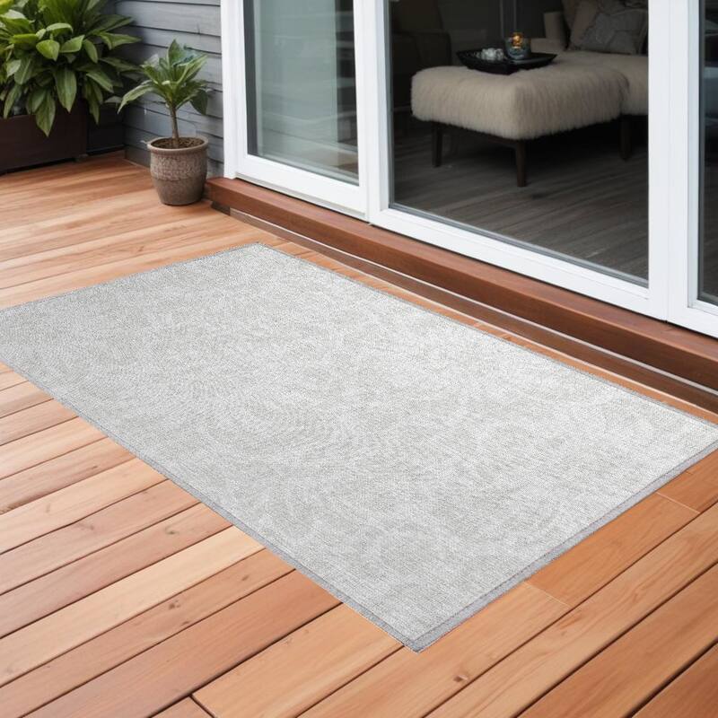 Falu Botanic Elegance Weather Resistant Blended Style Outdoor Rug - 2' x 3' - Ivory