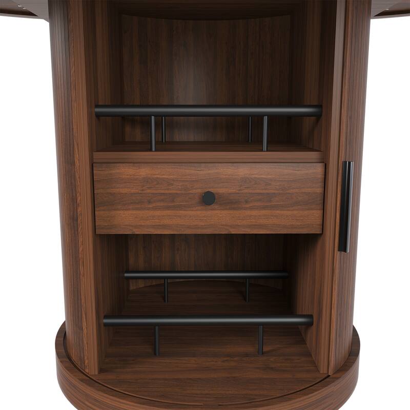 Dining Table with 2-Tier Storage for 4-6, Extendable Home Office Table, Kitchen Table with Drawer