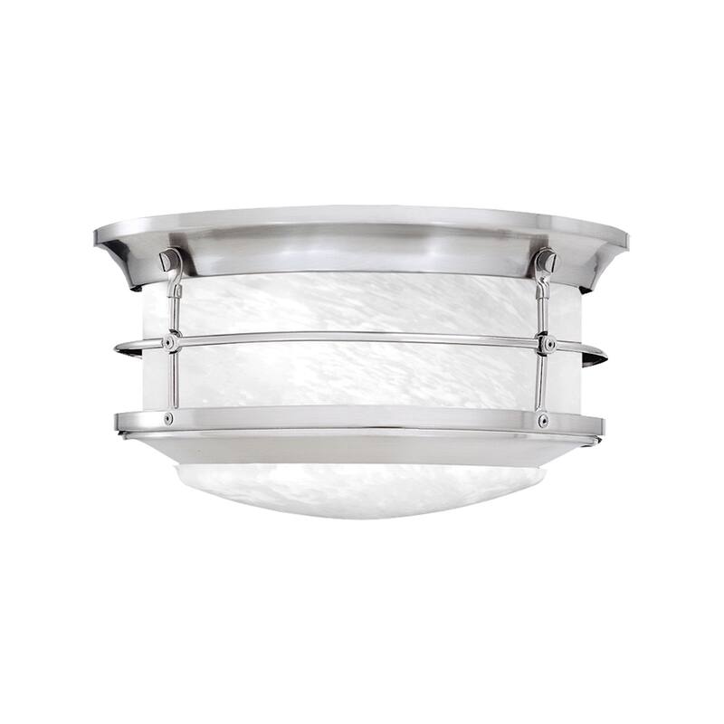 Elk Home Brushed Nickel With White Stone Glass 2 Light Flush Mount
