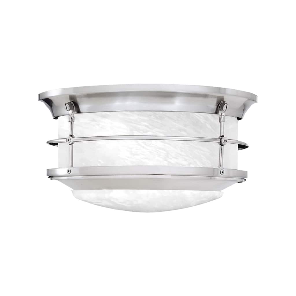 Elk Home Brushed Nickel With White Stone Glass 2 Light Flush Mount