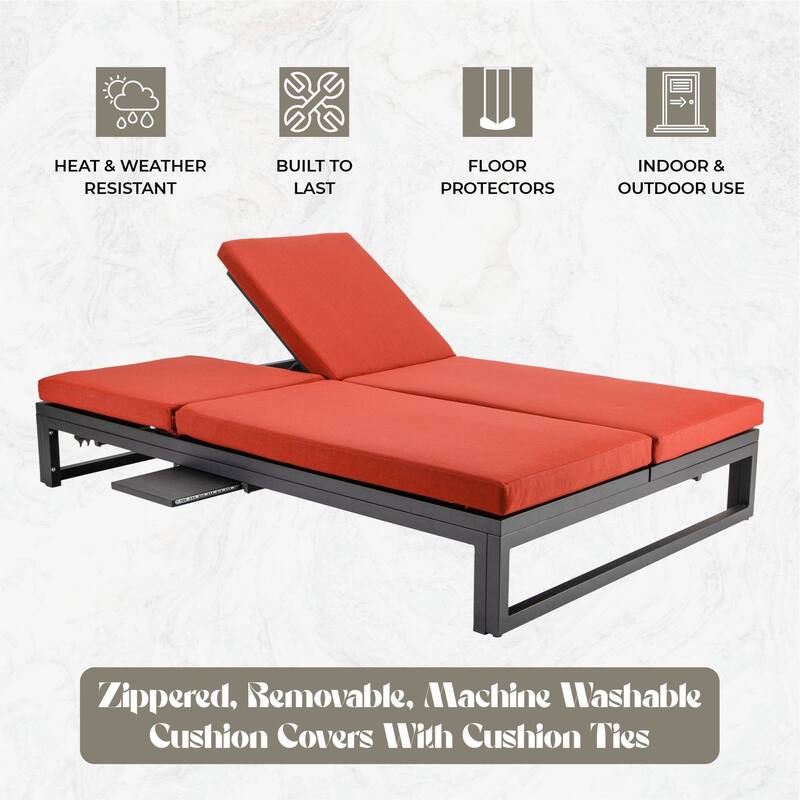 Chelsea Polyester Fabric Outdoor Lounge Chair with Four-Level Adjustable Backrest and Powder-Coated Aluminum Frame