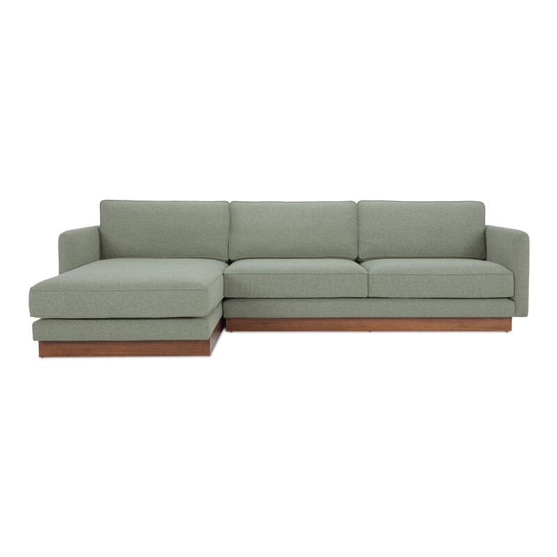 NADAAL STUDIOS Indigo, Sectional With Walnut Base - 112"W x63"D x30.7"H - Sage - Left Facing