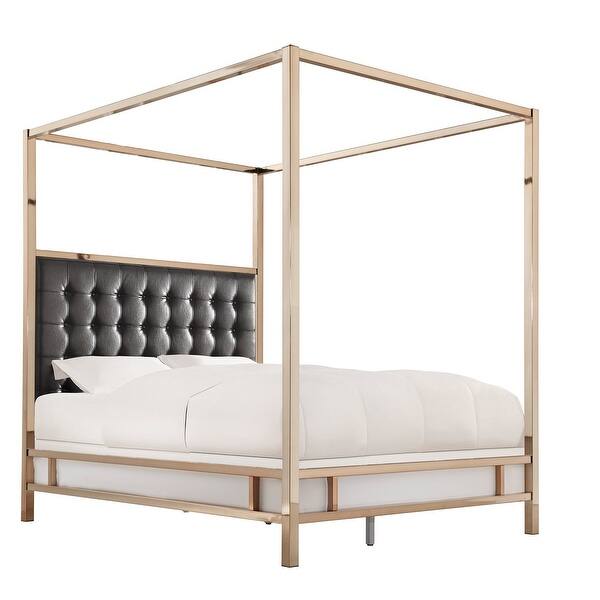 Shop Solivita King Canopy Champagne Gold Metal Bed By Inspire Q Bold On Sale Overstock 10395756