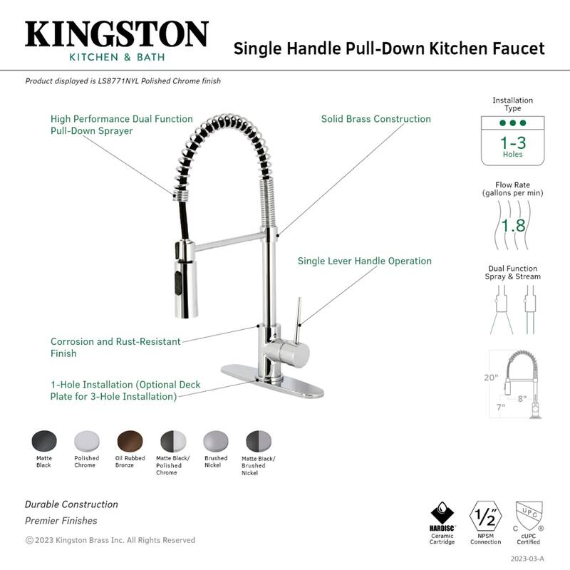 Kingston Brass New York Single-Handle Pre-Rinse Kitchen Faucet