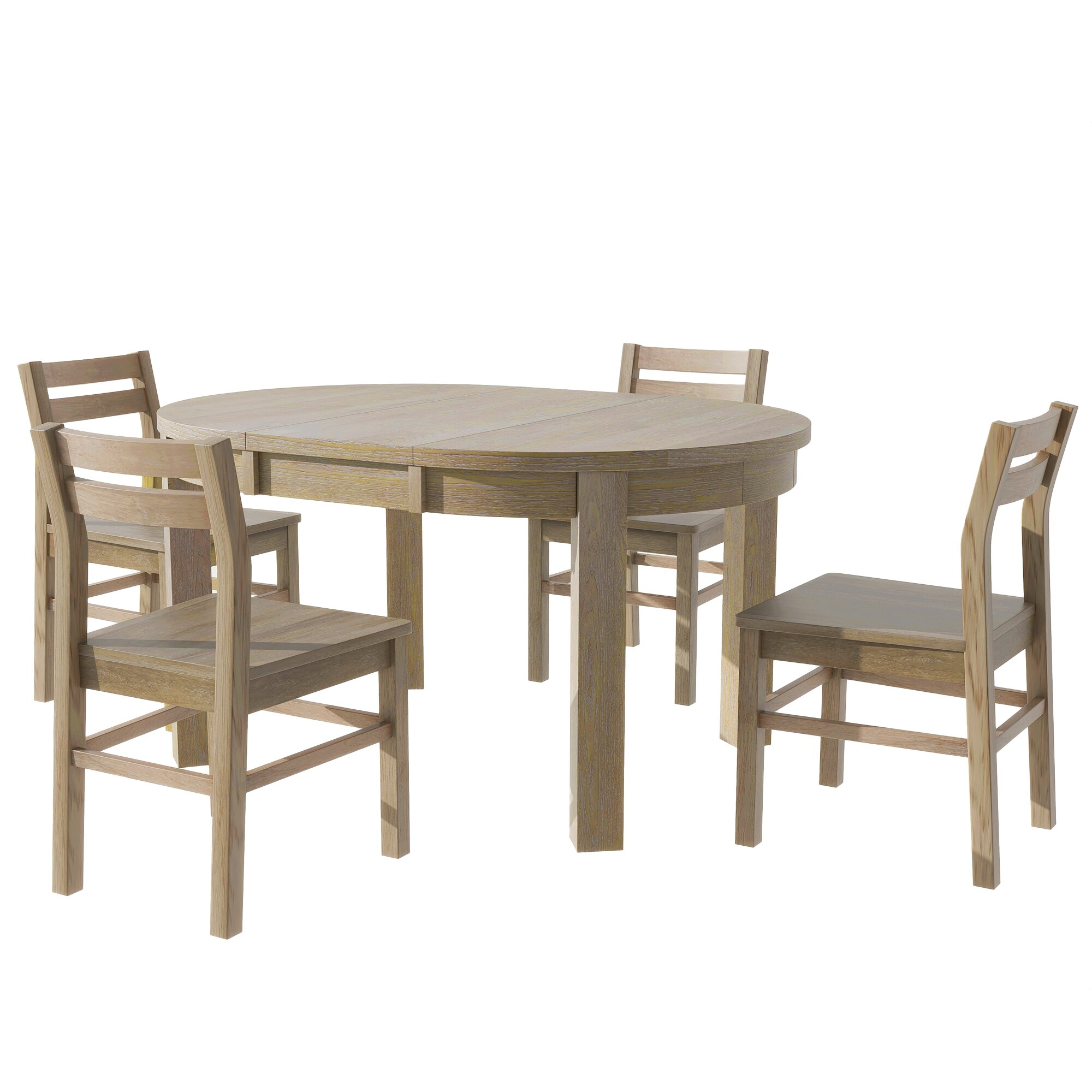 Farmhouse 5-Piece Extendable Round Dining Table Set with Storage Drawers and 4 Dining Chairs,16" Removable Leaf