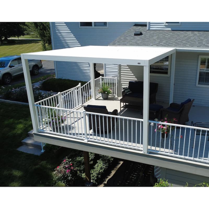 PURPLE LEAF Louvered Pergola Modern White Pergola with Adjustable Roof for Deck Backyard Garden