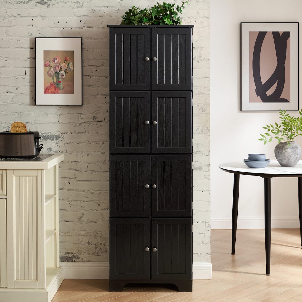 Tall Storage Cabinet Pantry Cabinet with 8 Doors, Corner Cabinet Side Cabinet Hallway Cabinet for Kitchen