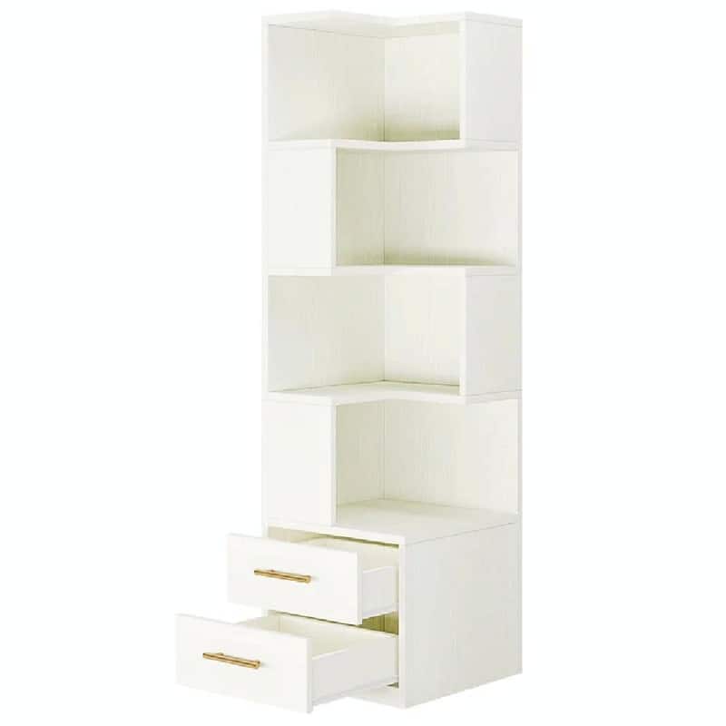 5-Tier L-Shaped Bookcase for Corner Storage and Display