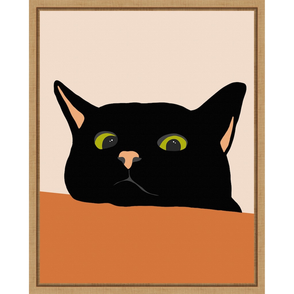 The Curious Cat by Uma Gokhale Framed Canvas Wall Art Print
