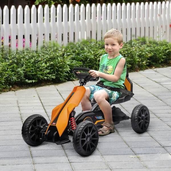 slide 2 of 11, 12V Electric Go Kart for Kids with Adjustable Speed, Orange Orange