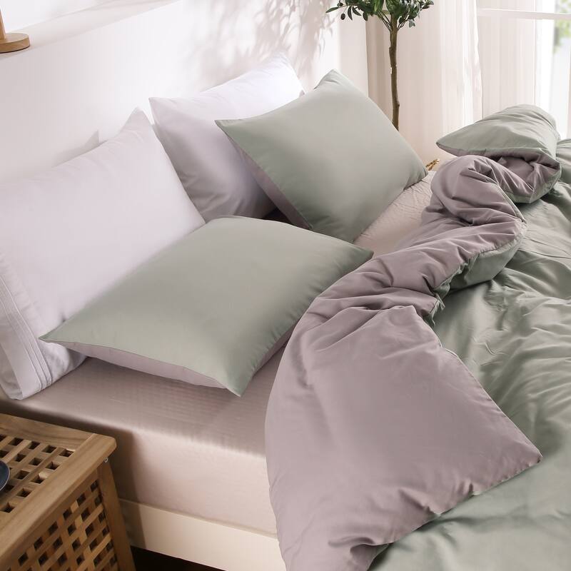 3 Piece Reversible Double Brushed Microfiber Duvet Cover Set