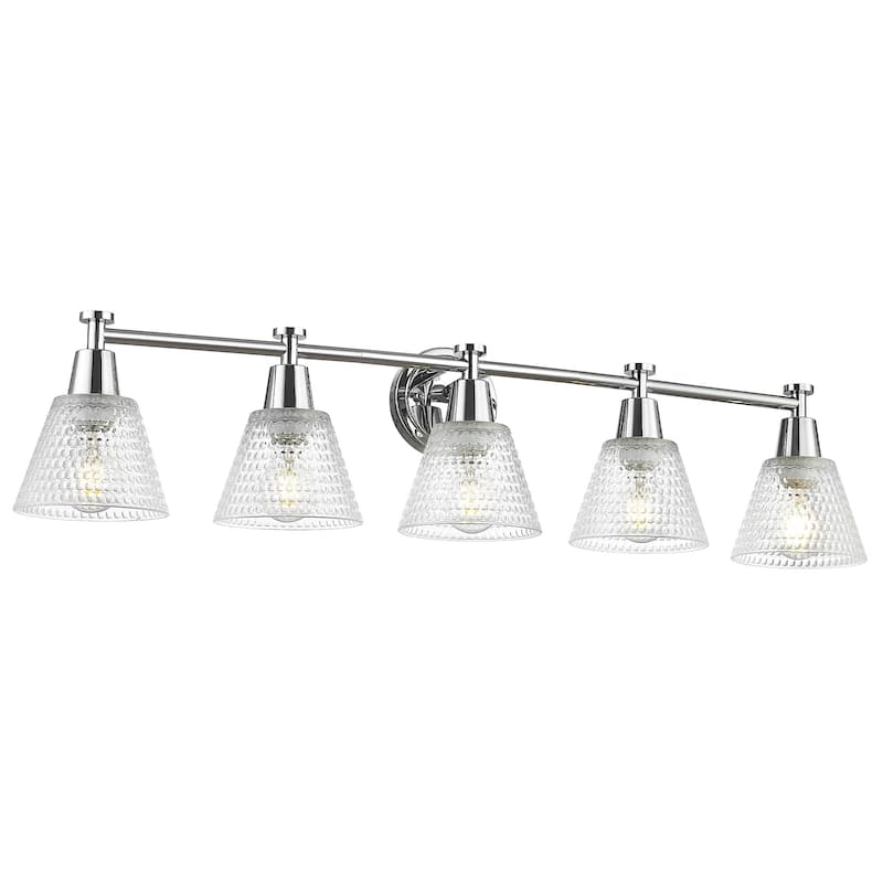 37.4" 5-Light Bathroom Light Fixtures - Chrome