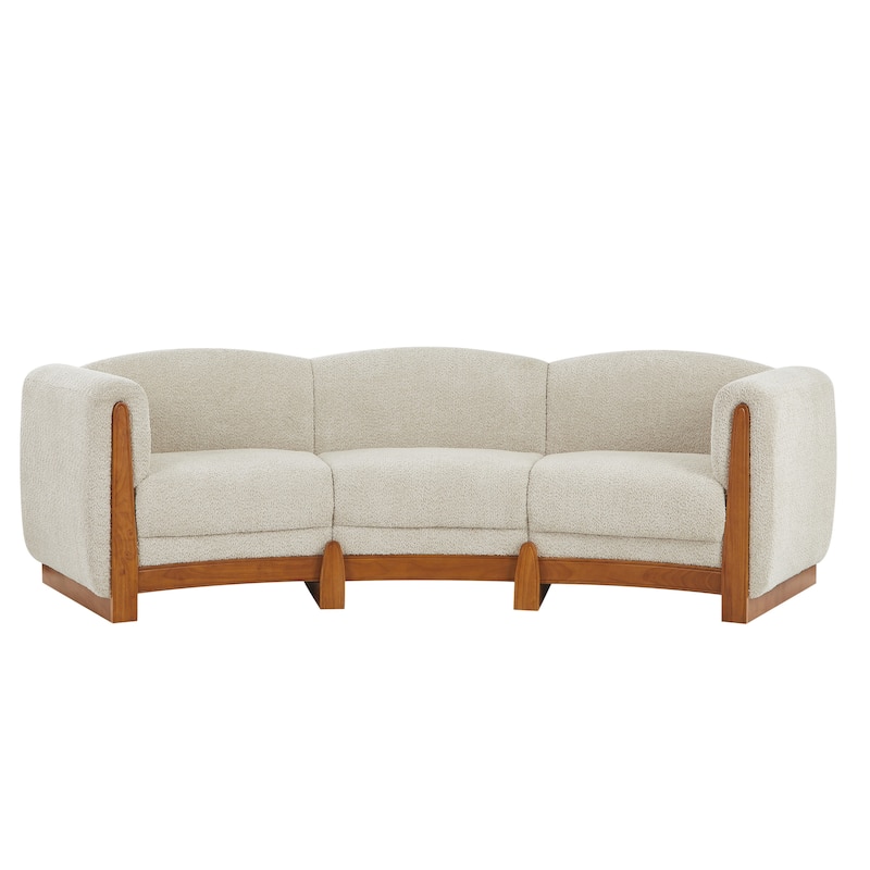 Christopher Knight Home - Curved 3-Seater 106.5" Upholstered Sofa with Solid Wood Frame