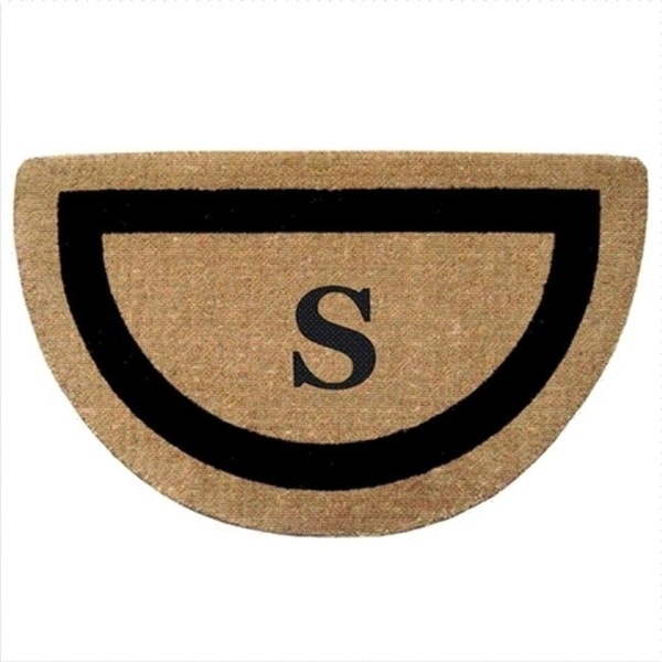 Nedia Home 02053S Single Picture - Black Frame 22 x 36 In. Half Round Heavy Duty Coir Doormat - Monogrammed S