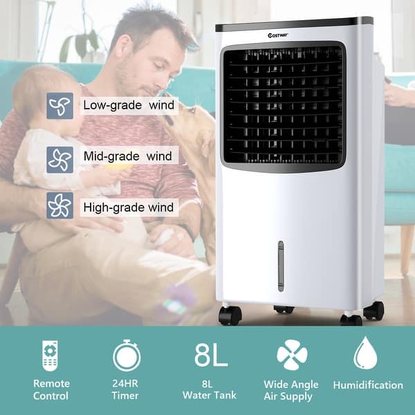 Shop Costway Portable Air Conditioner Cooler Fan Filter Humidify Anion W Overstock 23080142