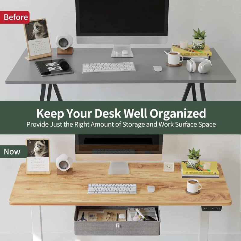 FEZIBO Standing Desk with Drawer, Adjustable Height Electric Stand up Desk, Sit Stand Home Office Desk, Ergonomic Workstation