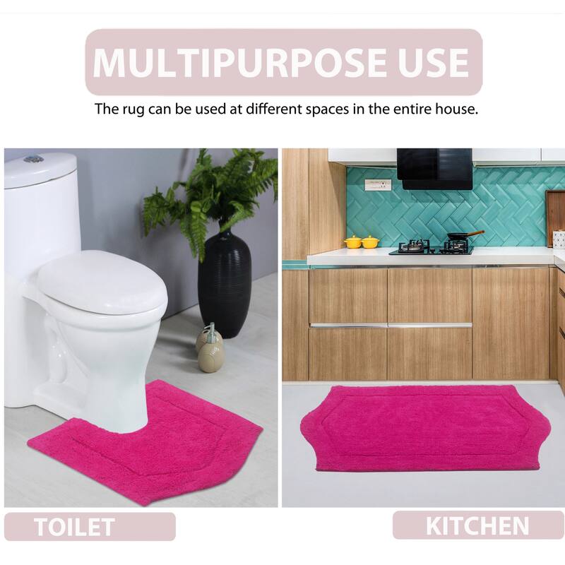Waterford Collection 100% Cotton Non-Slip Bathroom Rug Set, Machine Washable Bath Rug, 5 Piece Bath Mat Set with Contour