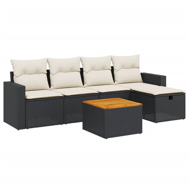 vidaXL Patio Sofa Set with Cushions Outdoor Furniture 6 Piece Poly Rattan