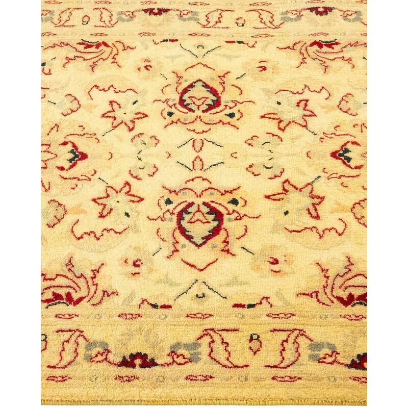 Overton Hand Knotted Wool Vintage Inspired Modern Contemporary Overdyed Yellow Runner Rug - 2' 7" x 10' 1"