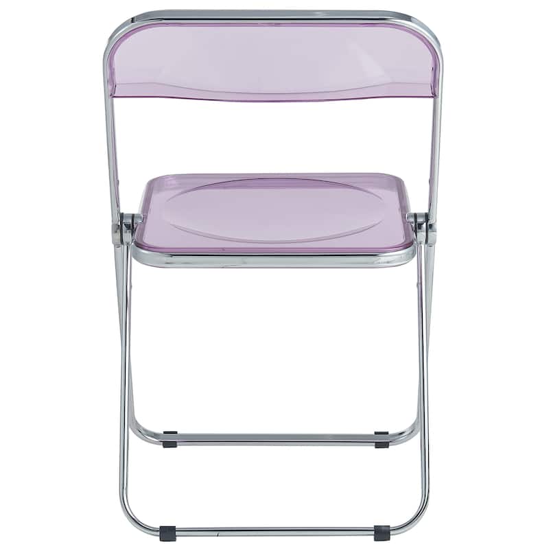 LeisureMod Lawrence Acrylic Folding Dining Chairs and Dining Table Set