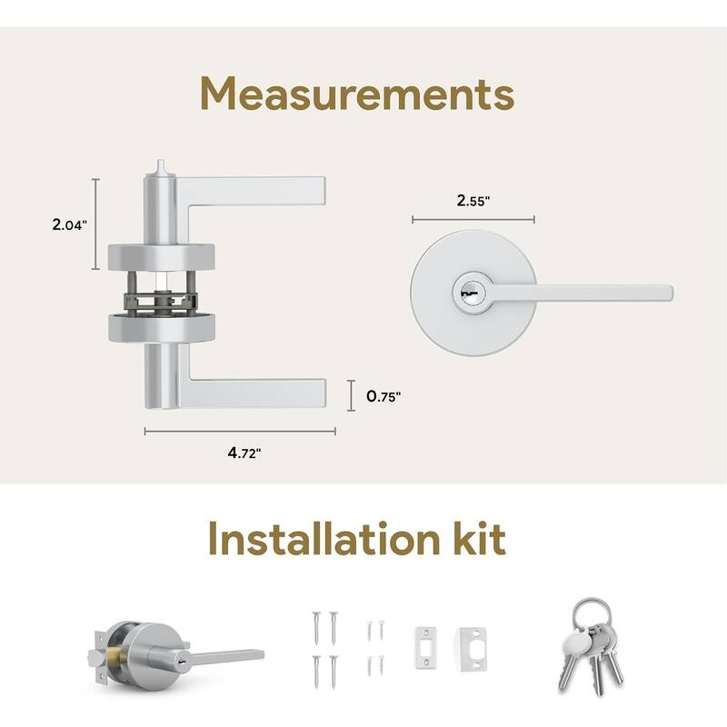 Mega Handles RALPH Entry Lever & Deadbolt Combo – Modern Stainless Steel Lock Set for Left/Right Doors, Square Rosette