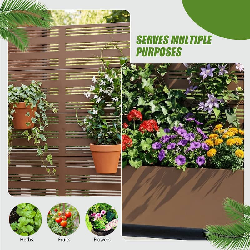 Outdoor Metal Galvanized Privacy Screen Planter Box with Trellis Lockable Wheels