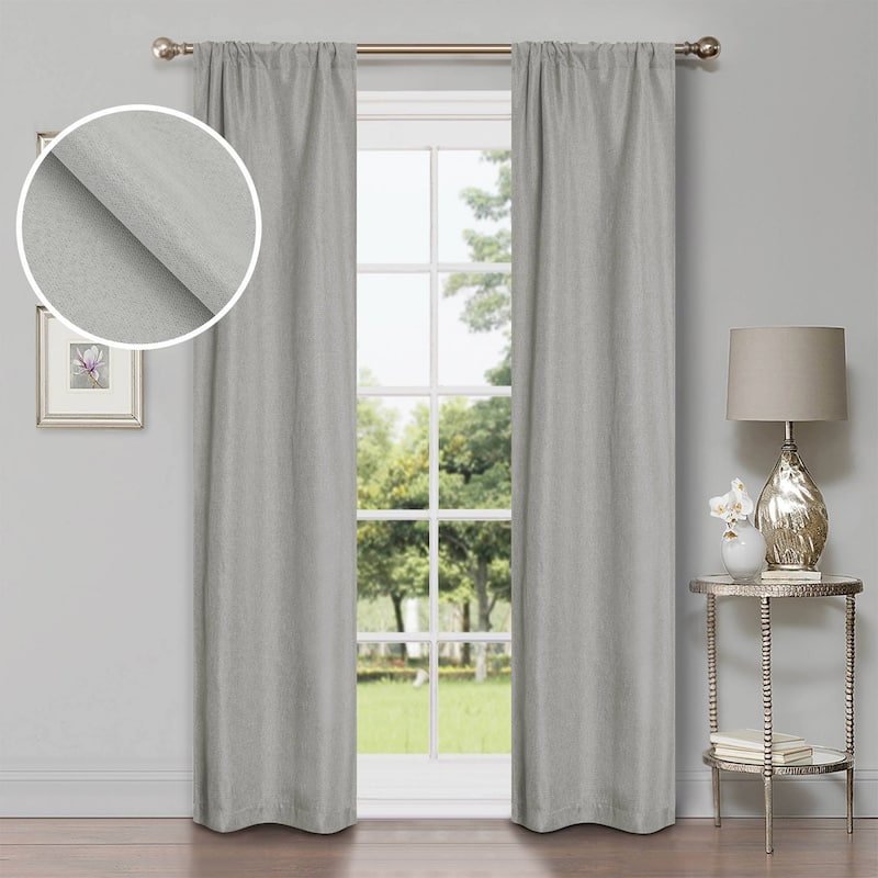 Superior Linen Washable Room Darkening Curtains, Set of 2 Panels - 26" x 84" - Marshmellow