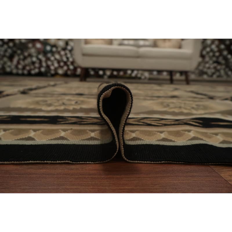 Hand Knotted Oriental 100% Wool Carpet Traditional Floral Brown Tapestries Area Rug - 9' 7'' X 7' 11''