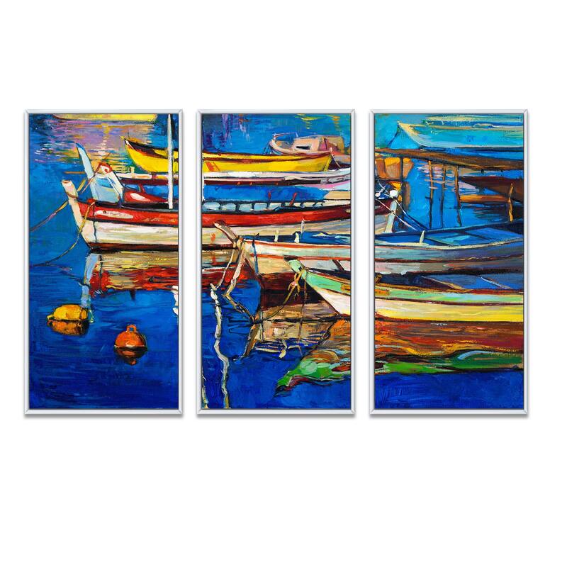 Designart "Sailboat Ocean Pictures" Nautical Framed Canvas Wall Art