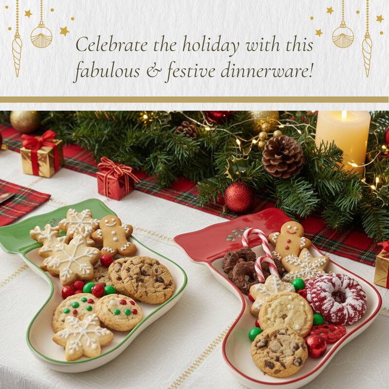 Spode Set of 2 Christmas Tree Stocking Dishes - 7" L x 5.5" W