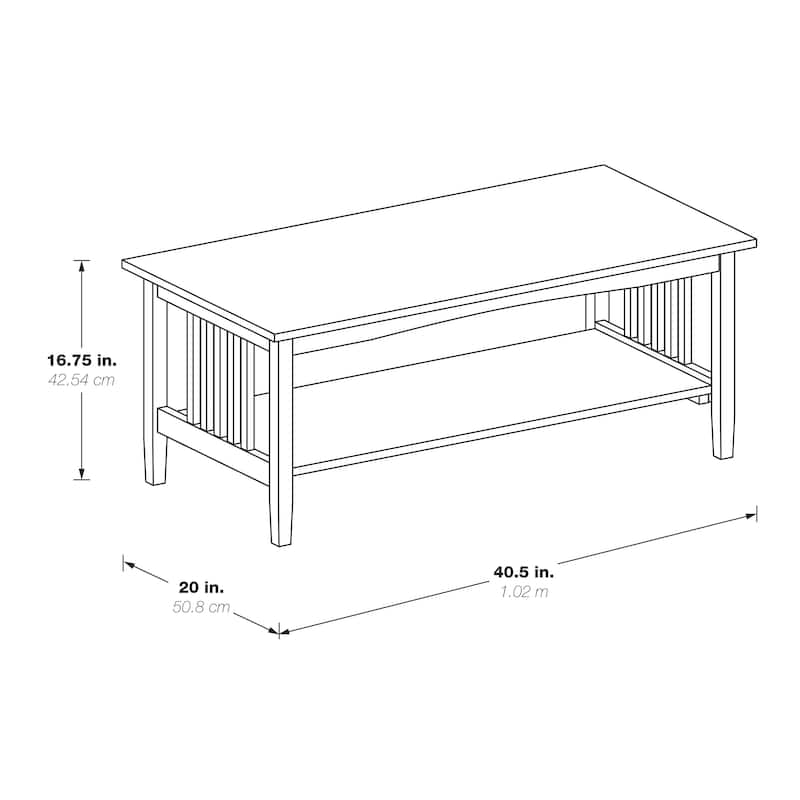 Porch & Den Clifton Mission Medium Oak Finish Coffee Table
